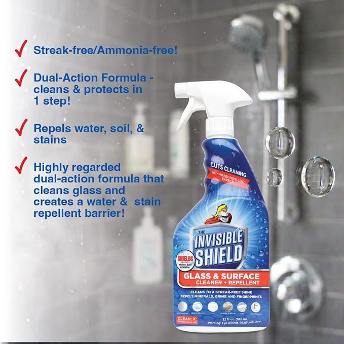 Invisible Shield Glass & Surface Cleaner and Repellent 32 fl. oz. Cleans and Protects against future dirt on multi surfaces by UNELKO- Clean-X (2)
