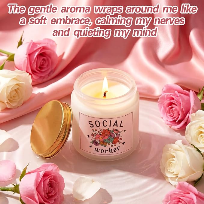 Patelai 7 Pcs Social Worker Appreciation Gift, Worker Must Haves Gifts | with 20 oz Tumbler Tote Bag Candle Socks Makeup Bag Keychain Card for lcsw Bsw Msw Dsw Lcsw Coworker Volunteer Office Supplie