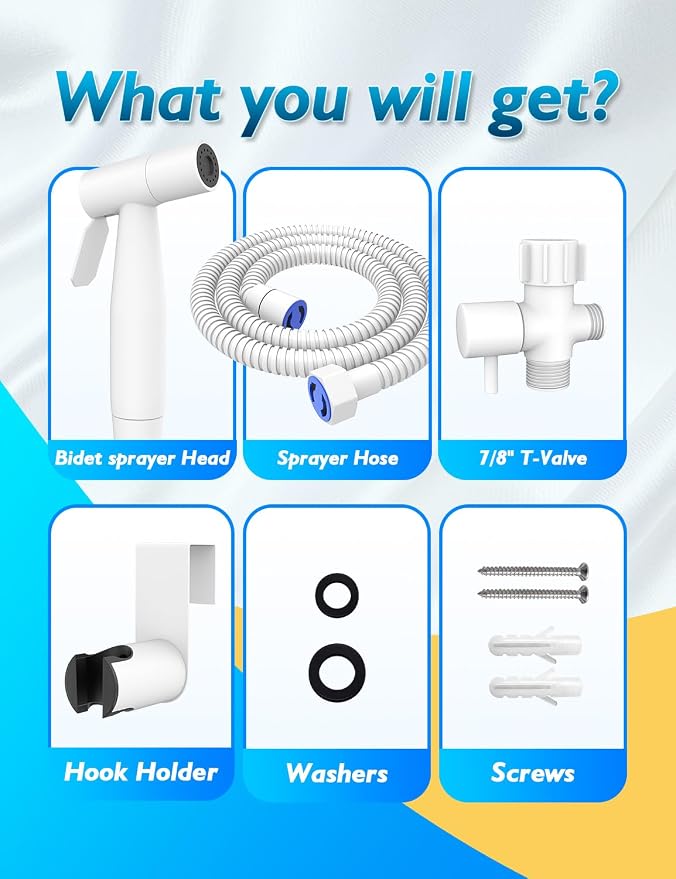BRITULIF Bidet Sprayer for Toilet, Adjustable Pressure, Matte White | Leak-Free Hose, Tank or Wall Mount, Feminine Wash, Cloth Diaper Rinse, Stainless Steel Body, Nozzle, Soft Silicone Nozzle