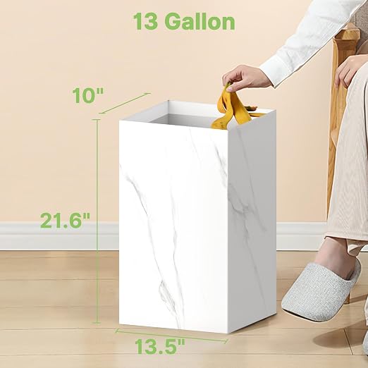 Magicheap 13 Gallon Disposable Trash Cans for Parties, 4 Pack, Marble | 13.5"L x 10.0"W x 21.6"H, Reusable, Portable, Collapsible, Recycled Cardboard Trash Can for Events Parties Camping