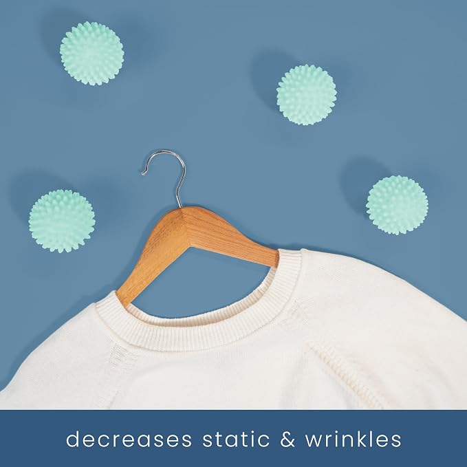 S&T INC. Reusable Plastic Dryer Balls, 6 Pack, 2.5" Diameter, Mint Blue | Dryer Balls, Fabric Softener for Laundry, Reusable, Cut Down Dry Time, Replaces Dryer Sheets