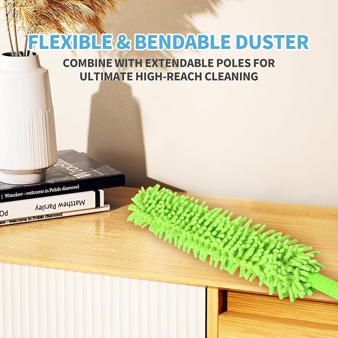 62'' Car Wash Brush Kit - Mitt, Mop, Sponge & Long Handle, Scratch-Free Chenille Replacement Head, Wheel Tire Brush, Car Detailing Kit for Cars, RV, Truck