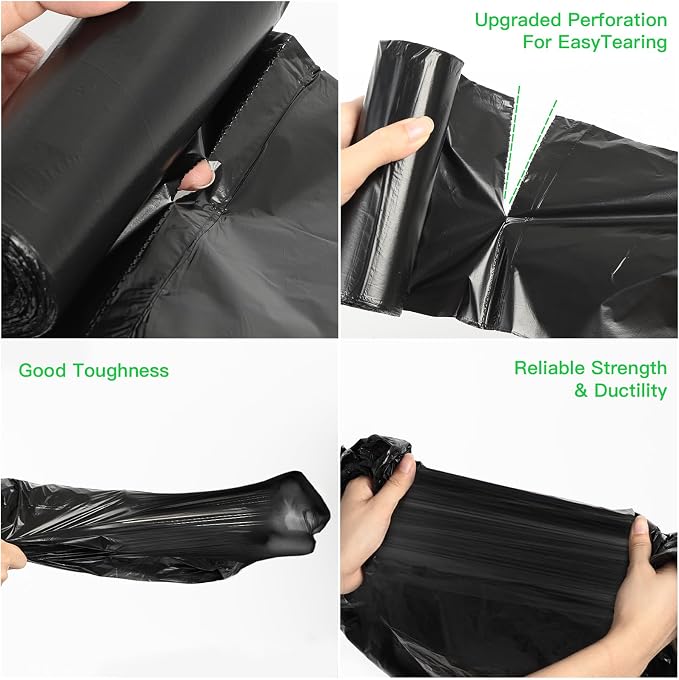 Small Trash Bags 3-5 Gallon, Inwaysin 200 Count Small Bathroom Trash Bags Black, Strong Small For Garbage, 4 Gallon Biodegradable, Unscented, Size Expanded for Kitchen