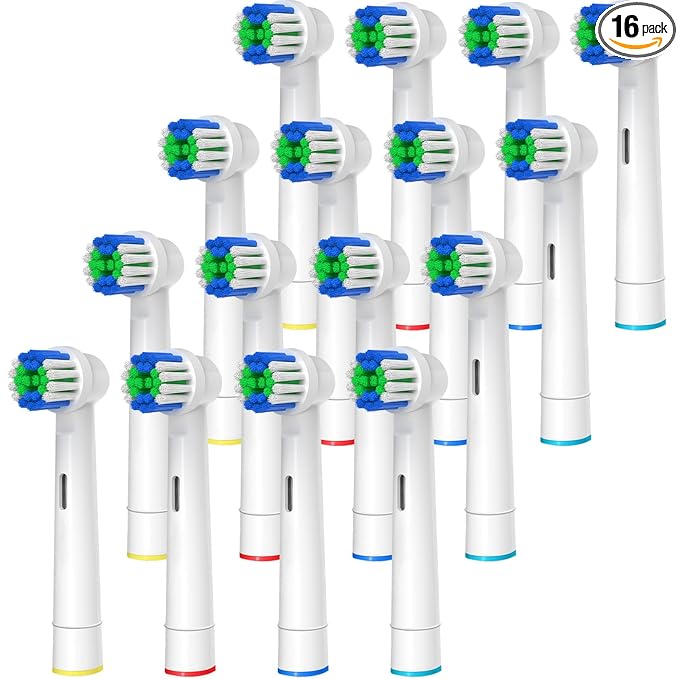 Replacement Toothbrush Heads Compatible with Oral-B Braun, 16 Pcs Professional Electric Toothbrush Heads Brush Heads for Oral B Replacement Heads Refill Pro 500/1000/1500/3000/3757/5000/7000/7500/8000