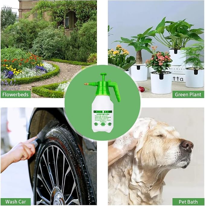 Garden Pump Sprayer,68oz/34oz Hand-held Pressure Sprayer Bottle for Lawn with Safety Value&Adjustable Nozzle, for Watering,Spraying Weeds,Home Cleaning and Car Washing,0.5 Gallon