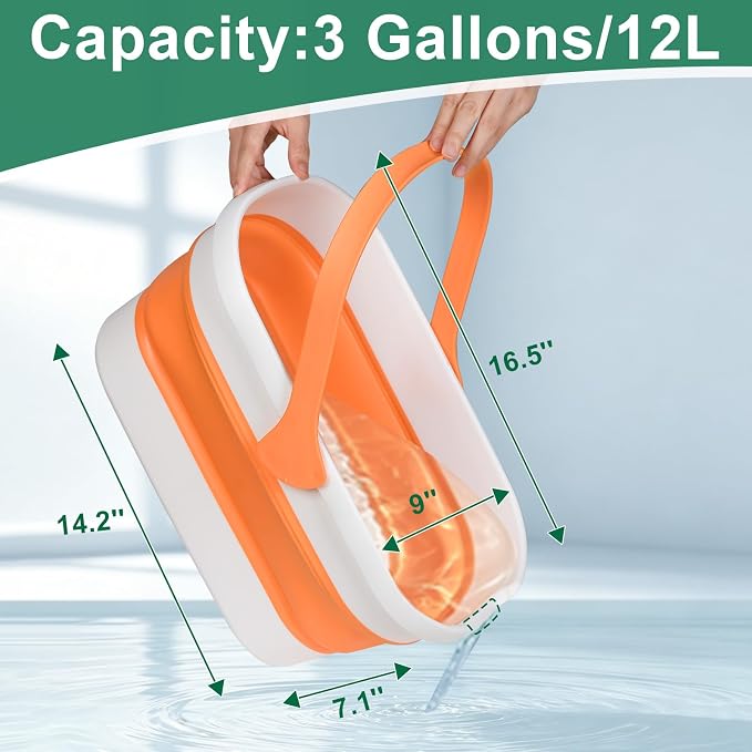 Window Cleaning Kit with 85” Extension Pole & 3 Gallon Collapsible Bucket | 2-in-1 Rotatable Window Cleaner Tool, 14" Squeegee & 15" Scrubber,Window Squeegee with Extension Pole，Window Washing Kit