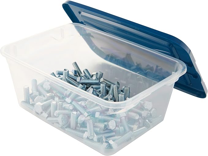 Small Spaces Clear Storage Bins with Lids, 6 Pack, Stackable Small Plastic Containers for Organization and Storage, Great for Home or Office, 2 Quart Clear Bins with Assorted Lids