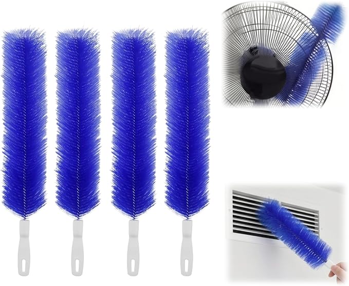 Bendable Microfiber Head, 2026 New Fan Cleaner Brush Reusable Dust Remover Washable ldeal for Electric Fans, Air Conditioning, Home, Curtain,Car Vents (Blue 4pcs)