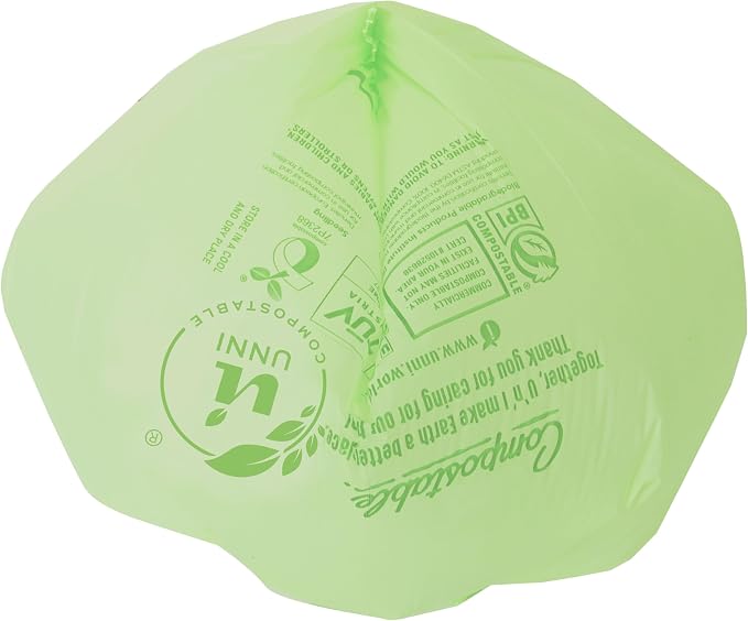 UNNI 30-33 Gallon Compostable Bags, 20 Count, 124 L, Extra Thick 1.1 Mil | Large Compost Bags for Lawn, Leaf & Yard Waste & Kitchen Organics, Certified by BPI, CMA & OK compost HOME, Meets ASTM D6400