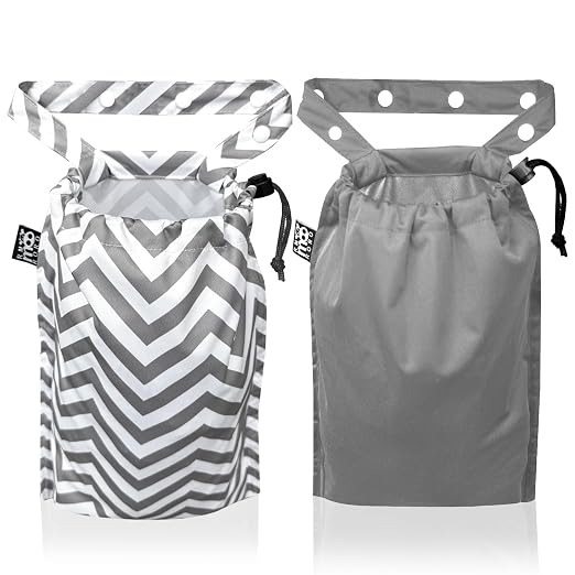 2 Pack Leakproof Car Trash Bags Detachable Waterproof Garbage Bags with Drawstring Hanging Organizer for Back Seat & Travel Grey
