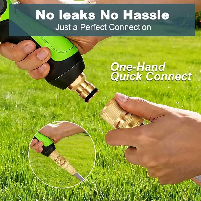 2 Set Garden Hose Quick Connect, Solid Brass 3/4 Inch GHT Hose Connector | Heavy Duty Male & Female Quick Connect Hose Fittings, No-Leak, Easy Connect for Garden Hose & Pressure Washer