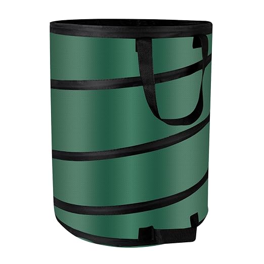 27 Gallons Pop Up Outdoor Camping Trash Can Recycle Bin Leaf Bags | Collapsible Outdoor Garbage Can, Durable 600D Waterproof Oxford Fabric Made Reusable Yard Waste Bag Lawn Bags(18x24In)