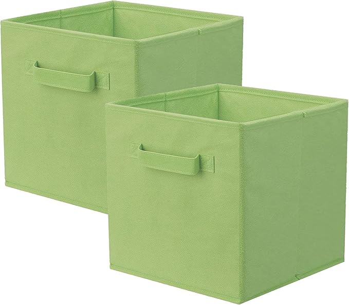 ShellKingdom Storage Bins, Foldable Fabric Storage Cubes And Cloth Storage | Storage Organizer For Closet And Toys, 10.5x10.5x11 INCH, 2 Pack (Green)