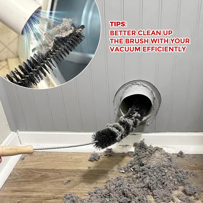 Holikme Dryer Vent Cleaner Kit, 3 Pcs Replacement Lint Brush for Vent Trap | Dryer Vent Cleaning Kit with Crevice Tool - Deep Lint Brush for Dryer Trap & Filter, Flexible Nylon Bristles
