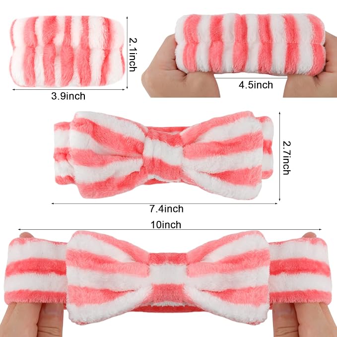 WHAVEL 6PCS Spa Headband and Wristbands Set, Face Wash Headband Wrist Bands for Washing Face Makeup Skincare Hair Band Skin Care Accessories Tools