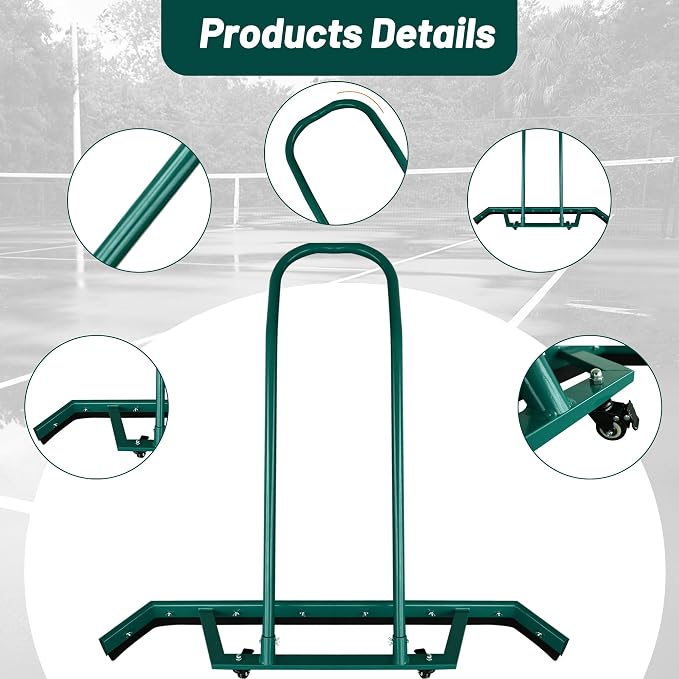 AIWFL 4.3FT Aluminium Alloy Sport Tennis Court Squeegee with Wheels | Tennis Court Rain Shuttle with Additional 2 EVA Foam Blade,Professional Squeegees Floor Water Remover Squeegee Broom,Green