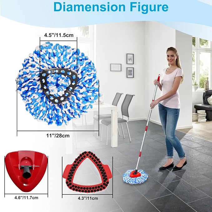 8-Pack Spin Mop Head Replacement for O Cedar Rinseclean 2 Tank System | Microfiber 100% Reusable Mop Refills, 6 Mop Heads, 1 Mop Base, 1 Scrub Brush Combo Set