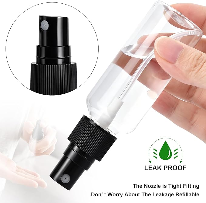 4 Pack Spray Bottle Travel Mist Mini Empty Spray Bottles Thickened Reusable Plastic Sprayers for Toners, Face & Hair Mist 1 Oz, 2 Oz