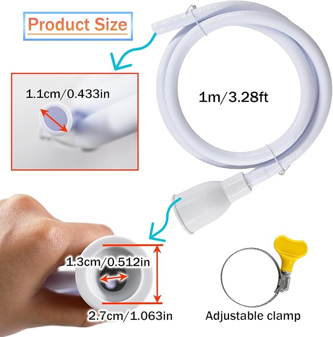 1M/3.28FT Sink Extension Hose,Sink Hose Attachment,Portable Water Fill Accessories for Gardening, Watering, and Household Cleaning with Adjustable Clamp