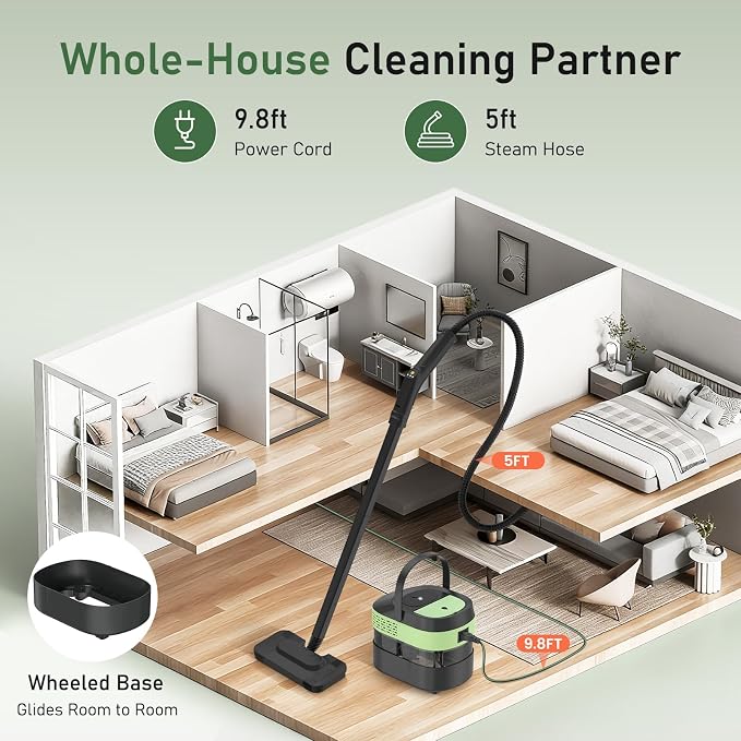 14 IN 1 Steam Cleaner Mop, Handheld Steamer Cleaning for Home,1.6L Tank | 2500W High pressure steam cleaner for car tile grout floor all surface cleaning,15S Fast heat-up,27PCS Accessories