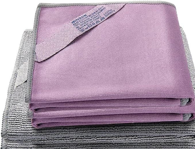 Longmann Set of 2 NΘrwex Basic Package Window Cleaning Cloth and Enviro Cloth Glass Cloth, Cleaning Cloth, Streaks Scratches Free (2 Purple and 2 Grey)