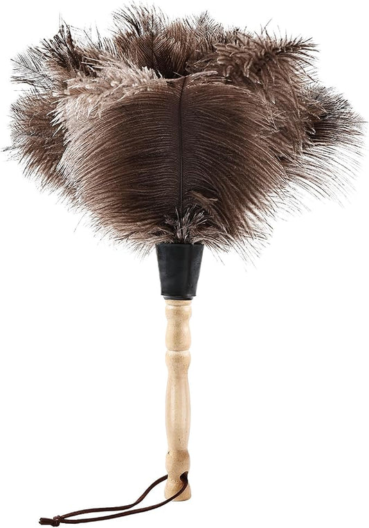 Ostrich Feather Duster 14" Natural Handheld Reusable Feathers Dusters with Wooden Handle for Cleaning Supplies Home Car Office