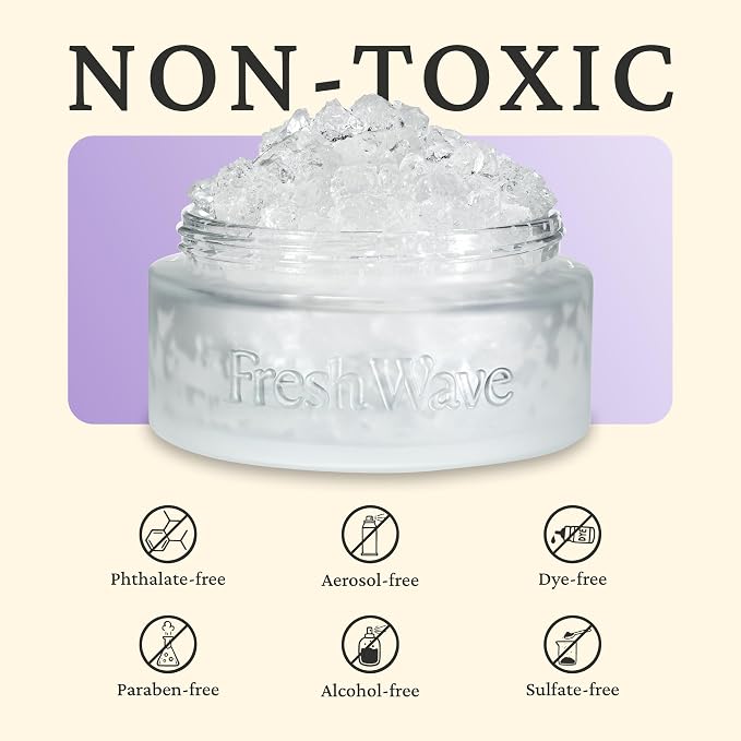 Fresh Wave Odor Removing Gel 4-Pack Glass Jar & 63oz Refill, Lavender | Refills 7oz gel up to 9 times or 15oz up to 4 times. Gel odor eliminator for bathroom, closet, or garage. No plug-in.