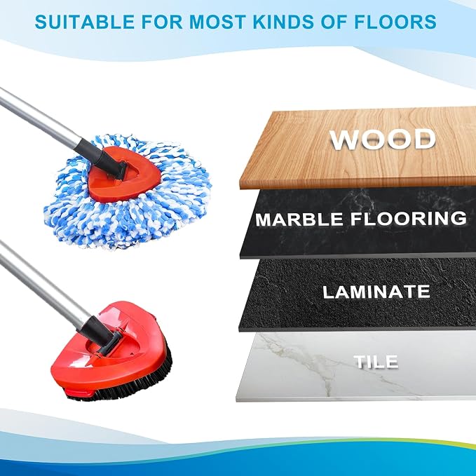 8-Pack Spin Mop Head Replacement for O Cedar Rinseclean 2 Tank System | Microfiber 100% Reusable Mop Refills, 6 Mop Heads, 1 Mop Base, 1 Scrub Brush Combo Set