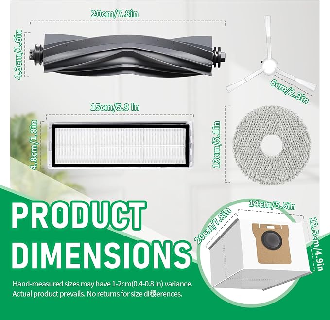 Replacement Accessories Kits for Dreame L10 Ultra/ L10s Ultra | Vacuum parts includes 2 main brushes, 4 HEPA filters, 6 mop pads, 6 bags & 6 side brushes. NOT for L10s Pro Ultra Heat