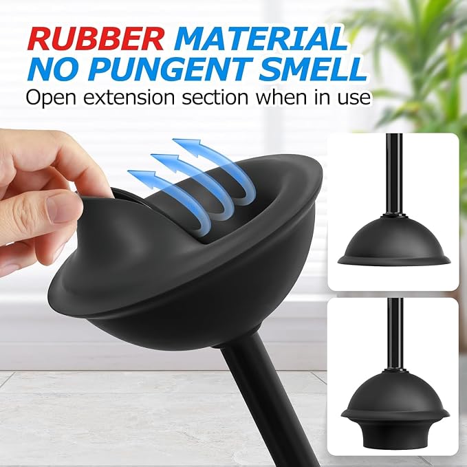 FORASTO 3Pack 2 in 1 Toilet Brush and Plunger Set, Extended Handle Plunger,Toilet Bowl Brush Plunger Set,Bathroom Cleaning Tools,Toilet Brush Plunger Combo,Cleaning Supplies，Black | 21" Extended, Apartment Must Haves, Accessories Decor, Essentials, New...