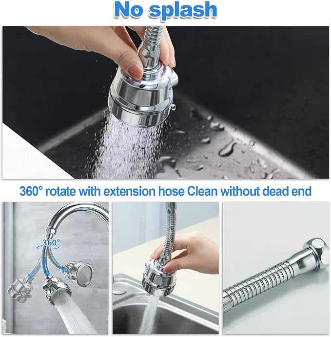 Kitchen Sink Faucet Sprayer Attachment, Movable Kitchen Tap Head 360° Rotatable, Anti-Splash Sink Sprayer Faucet Nozzle Head, Water Saving Faucet Aerator