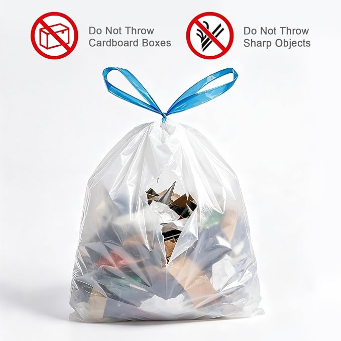 4 Gallon Drawstring Trash Bags,200 Count Garbage Can Liners | Made Of Strong,Resistant PE,Leak-Proof Strong, Unscented Wastebasket Trash Bags for Bathroom,Bedroom,Kitchen,Office