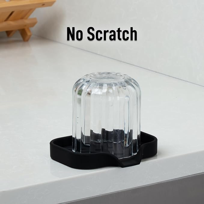 Zulay Kitchen Small Silicone Sponge Holder (4.9x3.3”) – Space-Saving Sink Organizer Tray for Sponge, Soap, Brush & More – Compact Non-Slip Dish for Kitchen & Bathroom (Black)