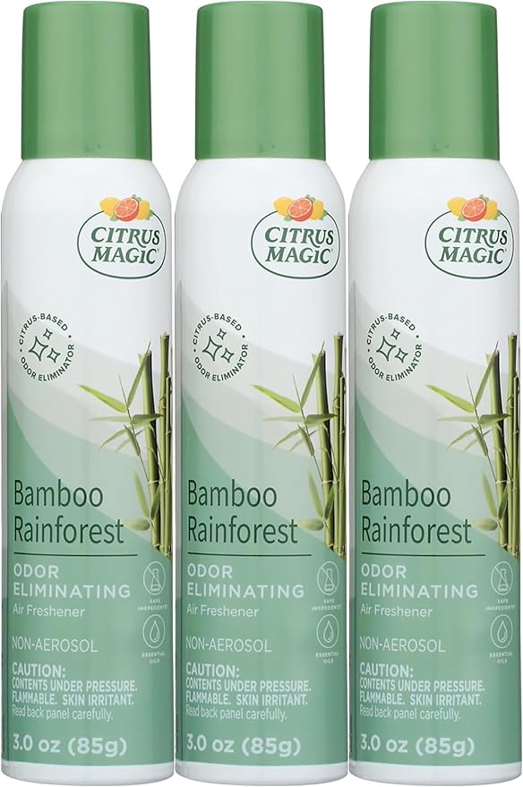 Citrus Magic Air Freshener Spray, Bamboo Rainforest, 3 Ounce, Pack of 3 | Odor Eliminator for Home, Up to 7 Hours of Freshness, Non-Aerosol, Citrus-Based Formula