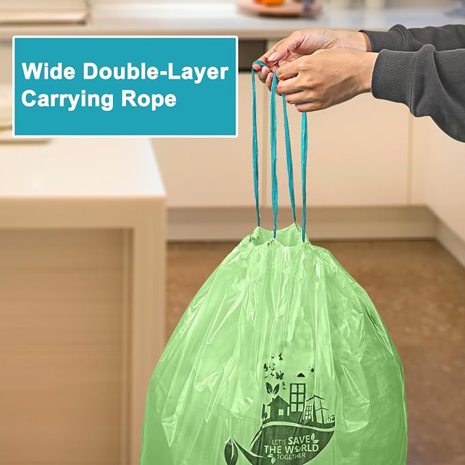 13 Gallon 200 Count Compostable Trash Bags with Home | Multi-scenario usage, Compostable,Large capacity,ASTM D6400,US BPI and Europe OK Compost Home Certified