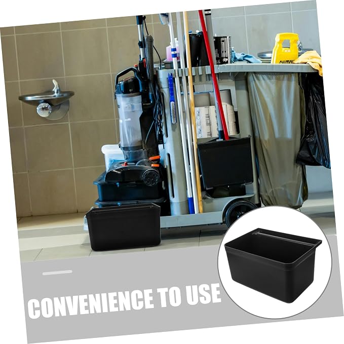 NOLITOY Large Capacity Janitorial Cart Bin for Hospitals and Restaurants Sturdy Plastic Housekeeping Cart Utility Bin Easy Cleaning and Maintenance Portable Black Replacement Bucket