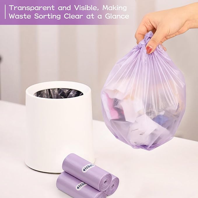0.5 Gallon Mini Trash Bags, 300 Count Desktop Trash Bag Wastebasket Bin Liners, Small Plastic Bags for Home Office Kitchen, Purple
