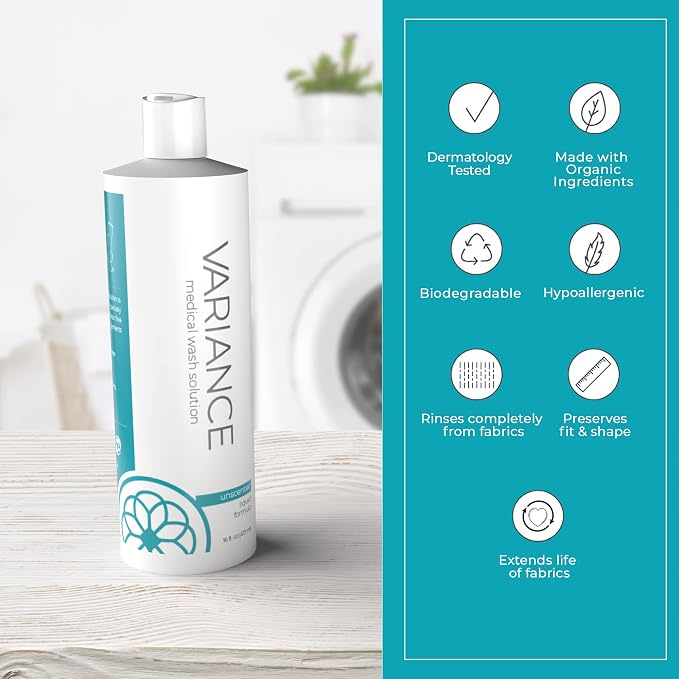 Variance by Forever New – Medical Wash Solution, Fragrance Free, 16 Fl Oz – Advanced Liquid Laundry Detergent for Compression Sportswear and Socks, Mastectomy Bras, Lymph-edema Garments, Shapewear