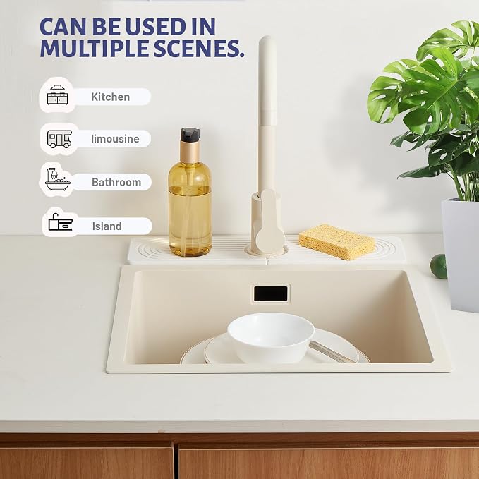 Diatomite Kitchen Faucet Mat 20in Water Absorbing Stone Tray for Sink | Sink Splash Guard Water Absorbing Stone Tray for Sink, Counter Protector Matt for Kitchen & Bathroom