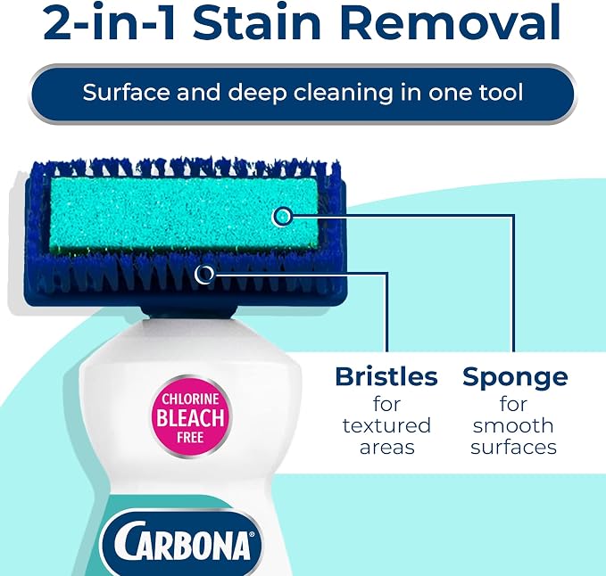 Carbona Oxy Powered Outdoor Cleaner with Built-In Brush (22 Fl Oz), Spot Cleaner for Outdoor Furniture, Rugs & Decks, 2-in-1 Sponge & Bristle Brush