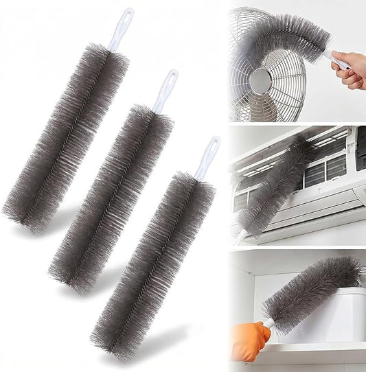 Bendable Microfiber Head, Fan Cleaner Brush, Reusable Fan Brush Cobweb Duster Microfiber Duster Ideal for Ceiling Duster, Household Duster Curtains，Fan Cleaner for Box Fan (Gray-3Pcs)
