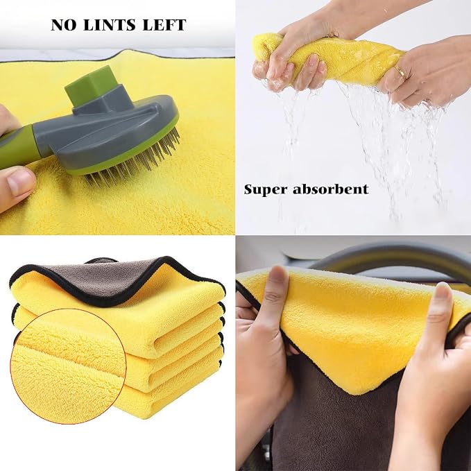 10 Pack Premium Microfiber Towels Coral velvet Washing and Detailing Towels for Car Detailing Household Cleaning Ultra-Soft Super Absorbent, Lint Streak-Free 11.8"x15.7” Cleaning Cloth (Yellow/Grey)