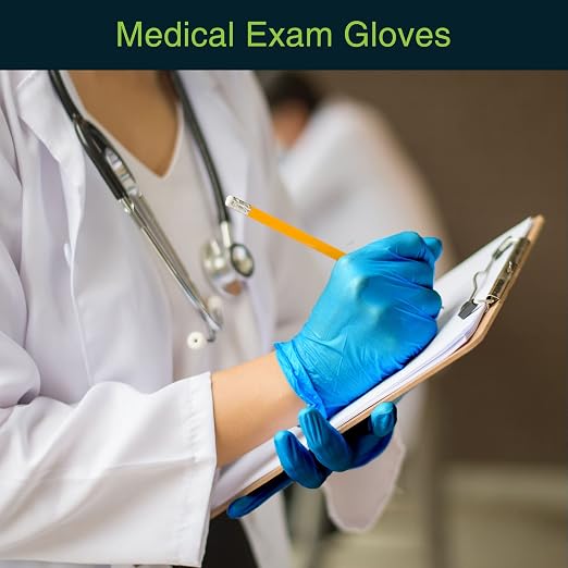 FifthPulse Blue Nitrile Medical Gloves X Small, 100 Count - Surgical Grade Latex Free Disposable Gloves