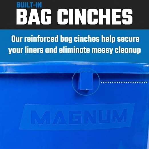 Magnum 55 Gallon Trash Can, High-Vis Blue, Construction Grade, Heavy Duty Plastic, Jobsite Ready for Holding Garbage and Recycling CMTC-C000-55B04 (4 Pack)