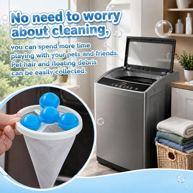 6Pack Washing Machine Hair Filter Mesh Bags,Washing Machine Conical Lint Collectors,Floating Filter,Reusable Washing Machine Hair Collectors for Cat and Dog Hair (6)