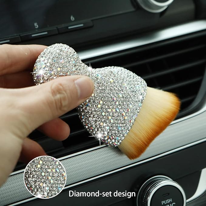 zipelo Diamond-Handle Car Detailing Dust Brush, White | soft synthetic bristles, beveled profile reaches narrow gaps, scratch-free wet or dry use, compact storage, cleaning tools