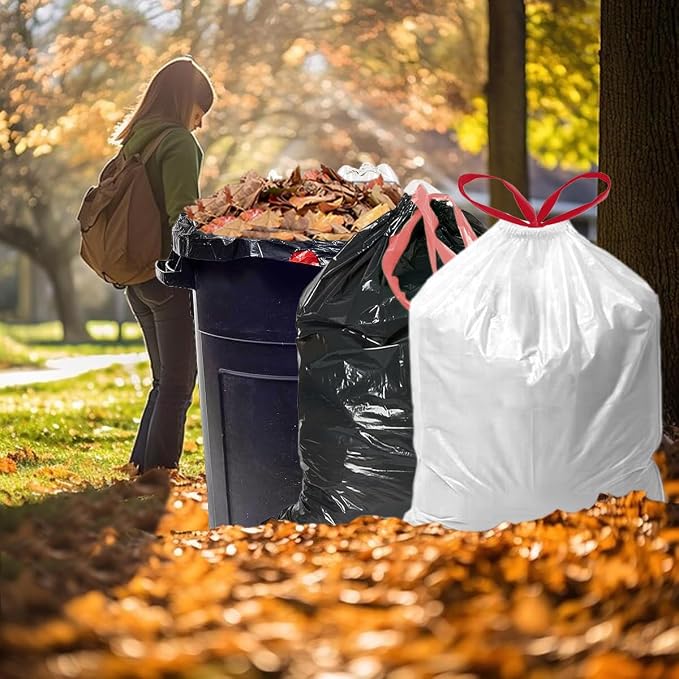 BEIDOU-PAC 39 Gallon Trash Bags Drawstring, 100 Count Bulk, White | Unscented | Heavy Duty Multi-purpose Garbage Bags Can Liners for Business Home Kitchen Commercial and Industrial