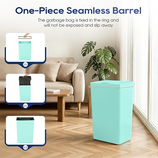 Dopinmin 13 Gallon Trash Can Automatic Trash Can Blue,4 Pack | Touchless Kitchen Garbage Bin with Lid, Smart Motion Sensor Garbage Cans 13 Gallon, 50L Wastebasket for Bathroom Bedroom