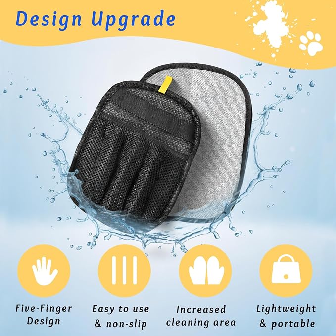 5-Finger Pet Hair Removal Glove Reus Sofa Carpet Car Seat Black 1pc