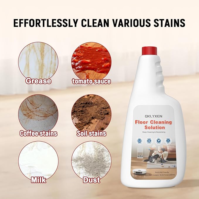 5 Bottle Original Scent Floor Cleaning Solution Compatible with Roborock | Long-Lasting, Fresh Floor Cleaner Refill for All Robot Vacuums with Mopping & Cordless Wet/Dry Vacuum Mop Cleaner